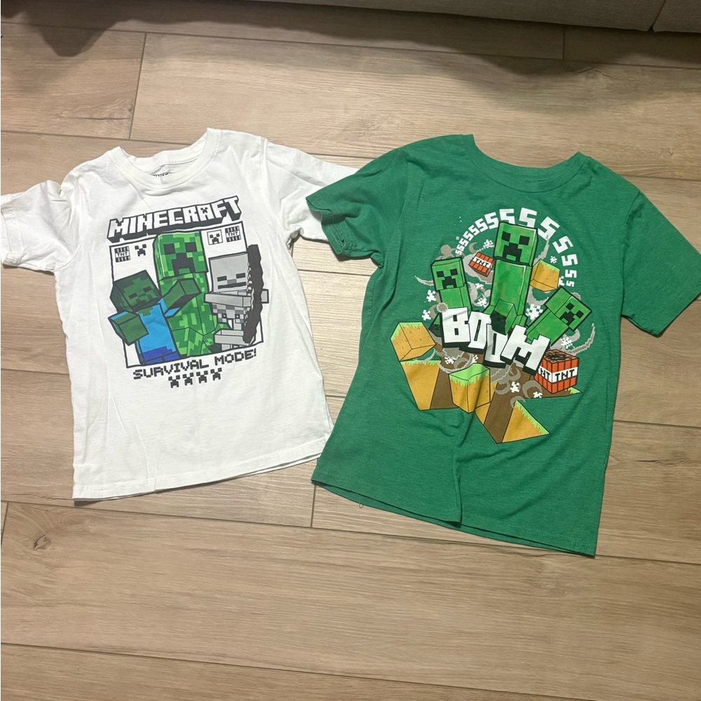 Minecraft Kids' Short Sleeve Graphic Tees - White & Green